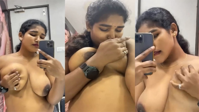 Desi Tamil Wife Pressing Boobs Viral Mms Video